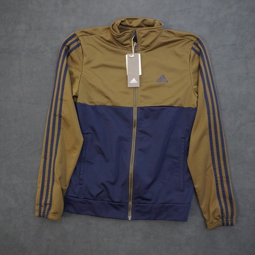 Adidas Back2Basics 3S TS Track Jacket Mens Small Olive Navy BQ8359 NEW
